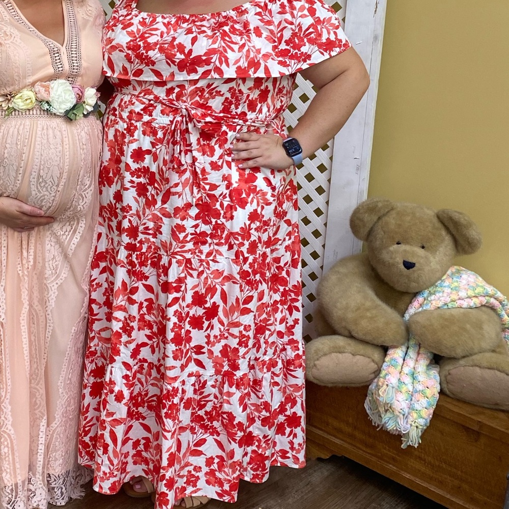Lane Bryant Floral Red and White Dress